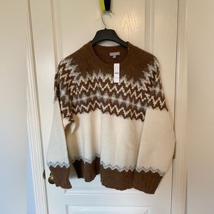 Fair Isle crewneck sweater in brushed yarn